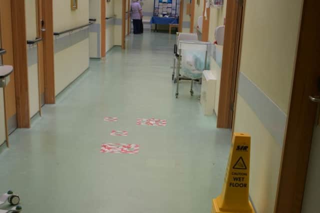 The sub-standard flooring in the inpatient ward at Melton Mowbray Hospital before an extensive programme of refurbishment was carried out EMN-190410-131414001